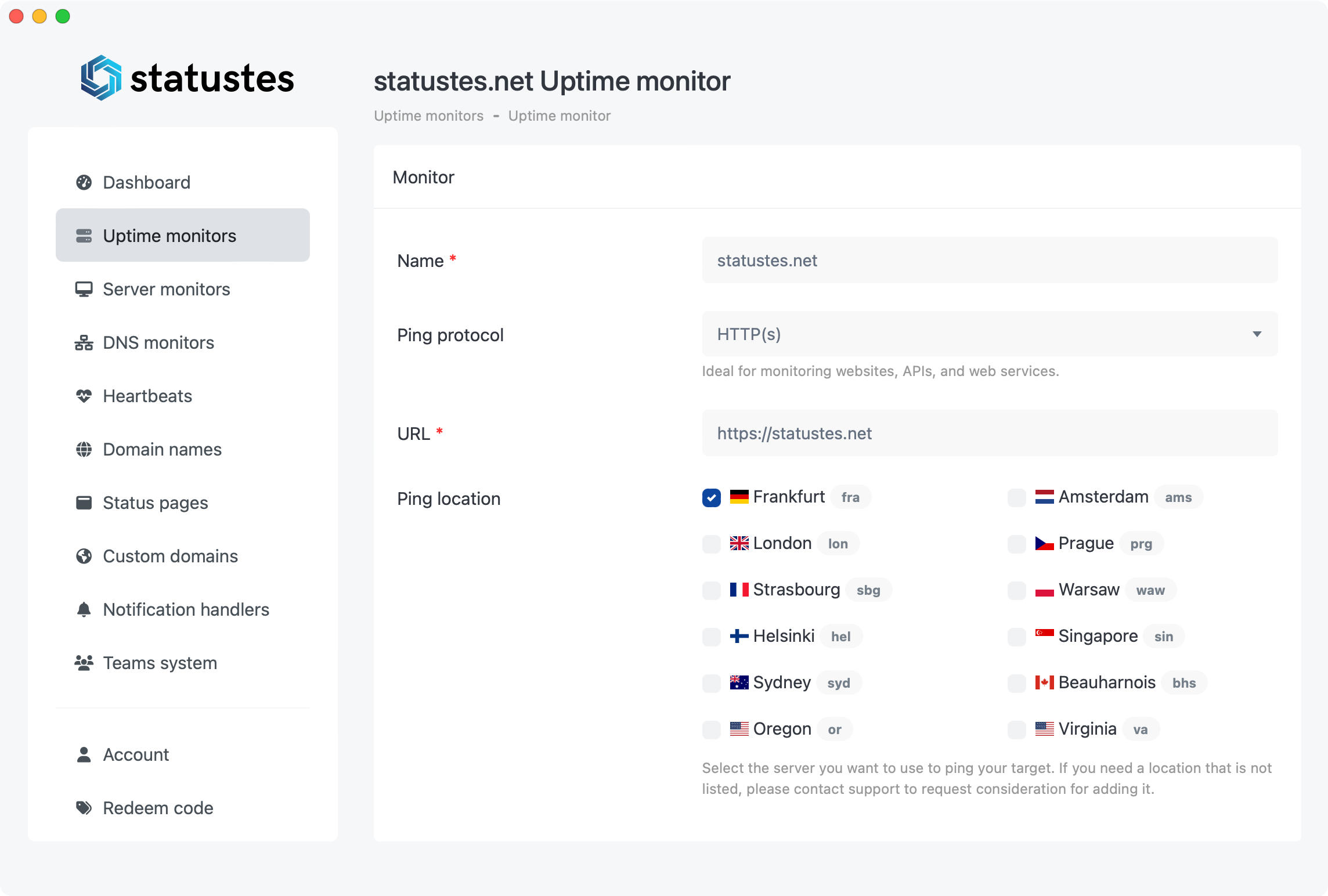 Website monitoring